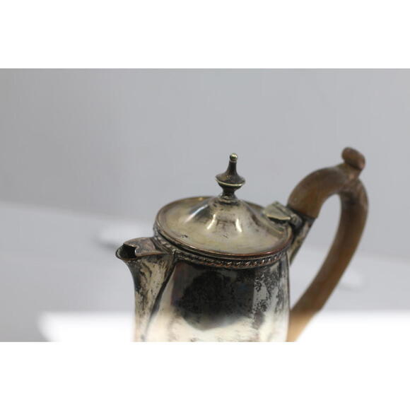 Antique Silver Plate Coffee Pot Wood Handle Hinged Lid - Picture 2 of 16